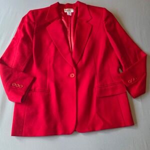 Pendleton 100%‎ Wool Blazer Womens Petite Size 16 Red Button Front Jacket warm